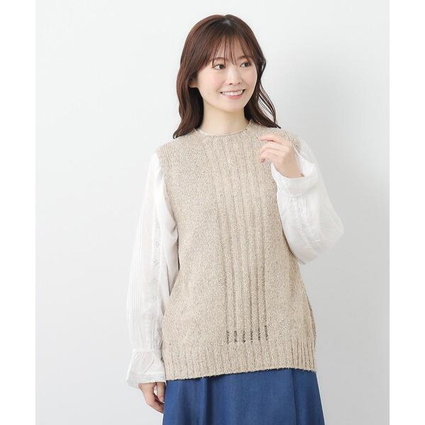 ベスト ジレ 「限定店舗展開/日本製/ワンマイルウエア」シルクネップベスト レディース