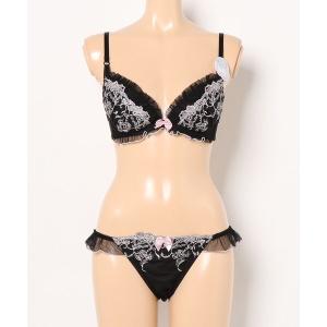 ブラジャー ショーツセット シアーチュールローズ　ブラ＆ショーツセット