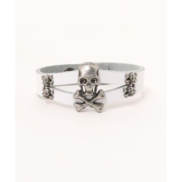 ブレスレット レザー　スカルモチーフブレスレット メンズ レディース