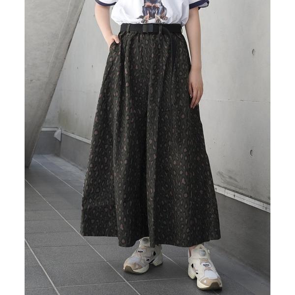 スカート プリントツイル 切替スカート / 迷彩プリントツイル 切替スカート レディース