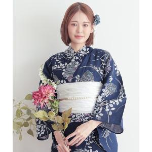 浴衣 レディース 浴衣 2点セット(綿浴衣+しわ兵児帯)「糸菊に菊花紋・向日葵・雪輪に花の丸・秋草に虫かご」S/F KIMONOMACHI オリジナル レディース