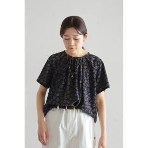 ブラウス シャツ 半袖 バックルPT　クルーネックブラウス レディース