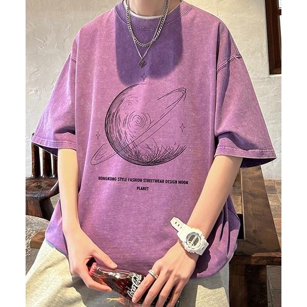 tシャツ 「PLANET惑星プリントオーバーサイズTシャツ メンズ レディース