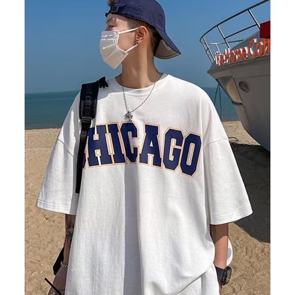 tシャツ 「CHICAGOシカゴプリントオーバーサイズTシャツ メンズ レディース