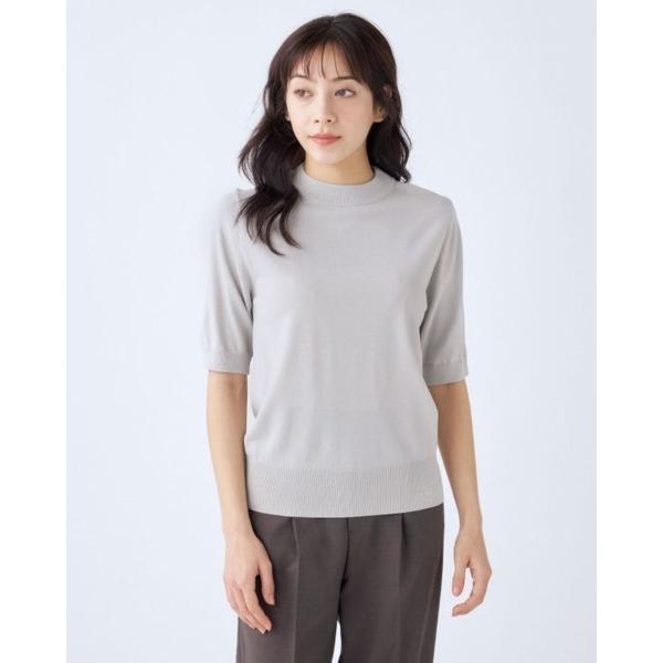 ニット セーター 「おうちで洗える」モックネックニット/5分丈 レディース