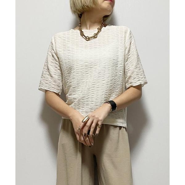 tシャツ 「Fizz/フィズ」　ランダムシャーリングクルーネックTシャツ レディース