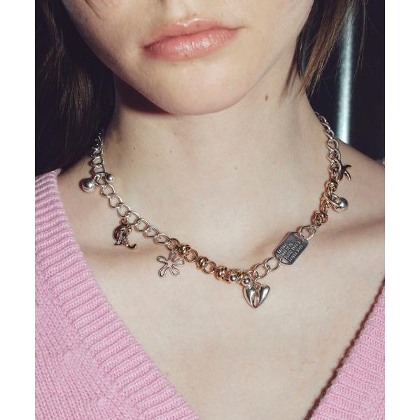 ネックレス ミックス チャーム IDプレート ネックレス レディース