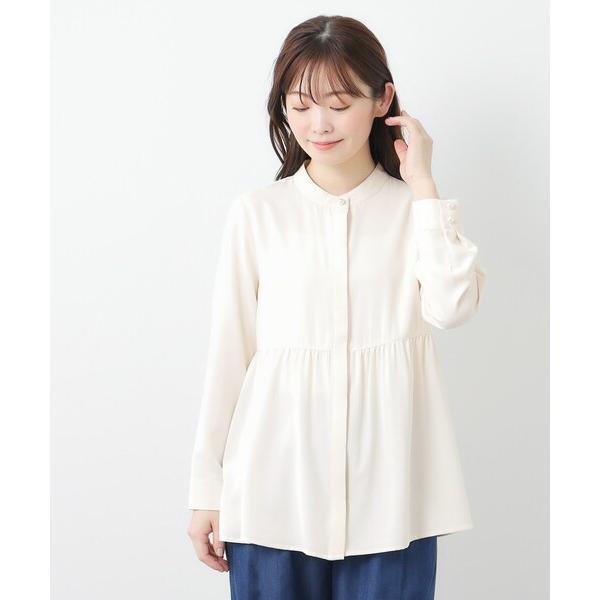 ブラウス シャツ 「羽織りに使える／パール調ボタン 」ペプラムブラウス レディース