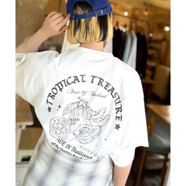 tシャツ 「JaVaジャバコラボ」周りと差がつくアート感。綿100％ タイトロピカルフルーツ柄ビッグ...