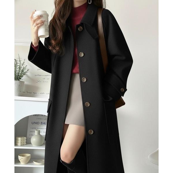 ステンカラーコート コート ぐっとエレガントに。でも、決めすぎない。ロング丈比翼ステンカラーコート ...