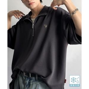tシャツ 「JaVaジャバコラボ」「接触冷感機能付き」触れた瞬間ひんやり心地よく！刺繍入りダンボール素材ジップ半袖Tシャツ メンズ レディース｜ZOZOTOWN Yahoo!店
