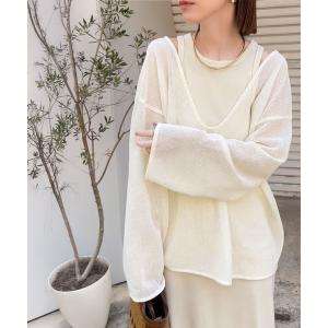 tシャツ 「sayo×クラシカルエルフコラボ」いつもの服に+1。ちょうどいい抜け感を。深Uネックバックベルトオーバーサイズメッシュトップス レディース