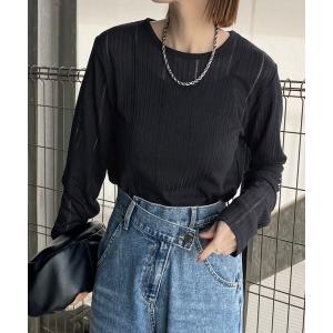 tシャツ 「sayo×クラシカルエルフコラボ」透けるたびに、細見え。ストライプシアートップス（長袖） レディース