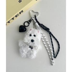 キーホルダー ハート カラビナ付き ファー ドッ...の商品画像