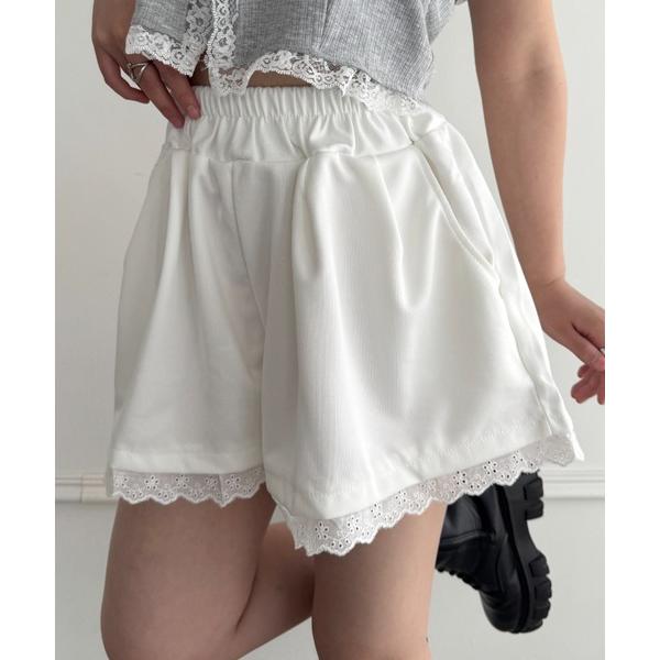 スウェットパンツ ジャージ 裾レースショートスウェットパンツ レディース