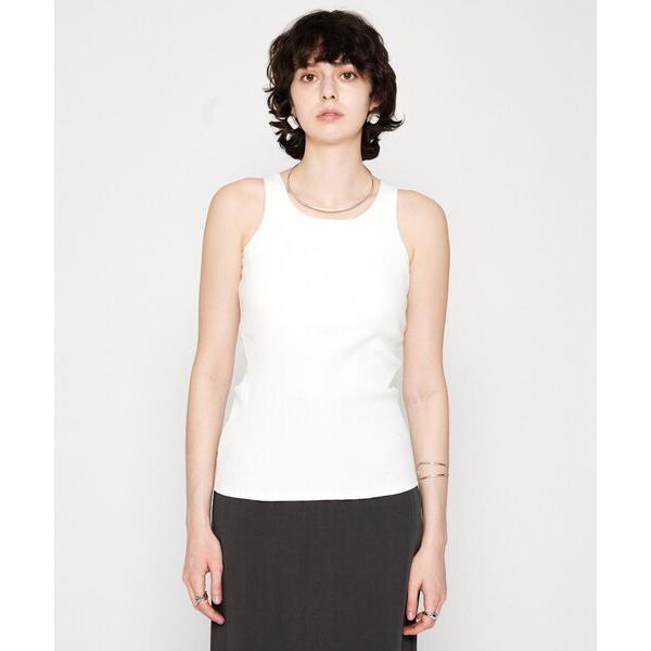 タンクトップ ノースリーブ 「カップ付き」リブテレコタンクトップ レディース