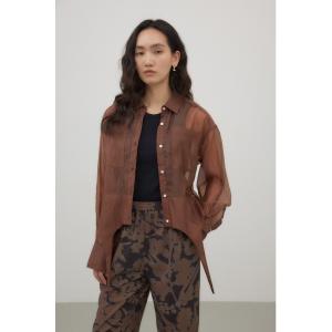 ブラウス シャツ ガーターデザインシアーショートシャツ レディース