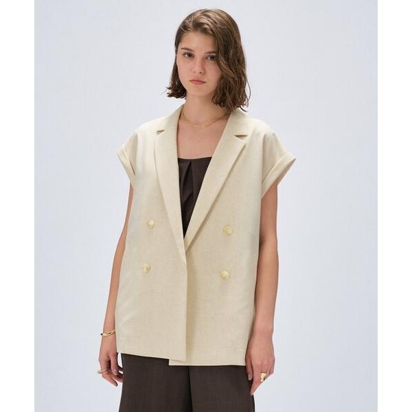 ジャケット テーラードジャケット 「セットアップ／手洗い可」リネンブレンドテーラードジレ レディース