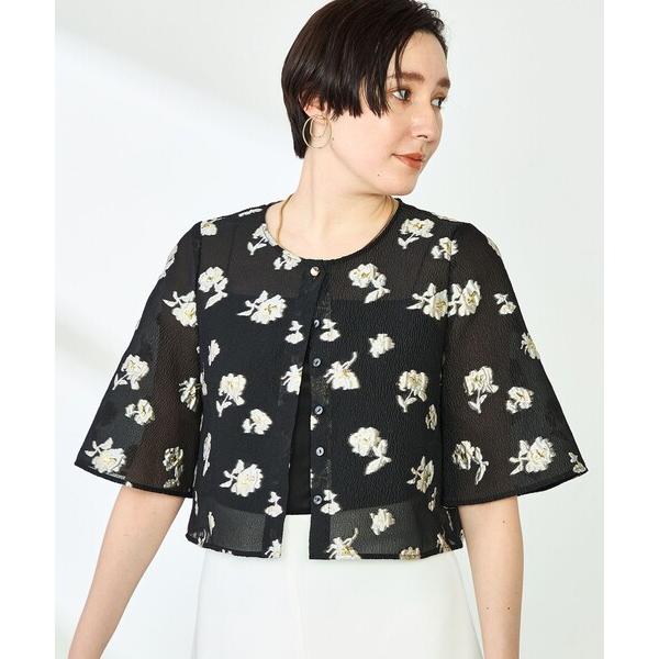 ブラウス シャツ 「セットアップ対応」ラメフラワージャガードブラウス レディース