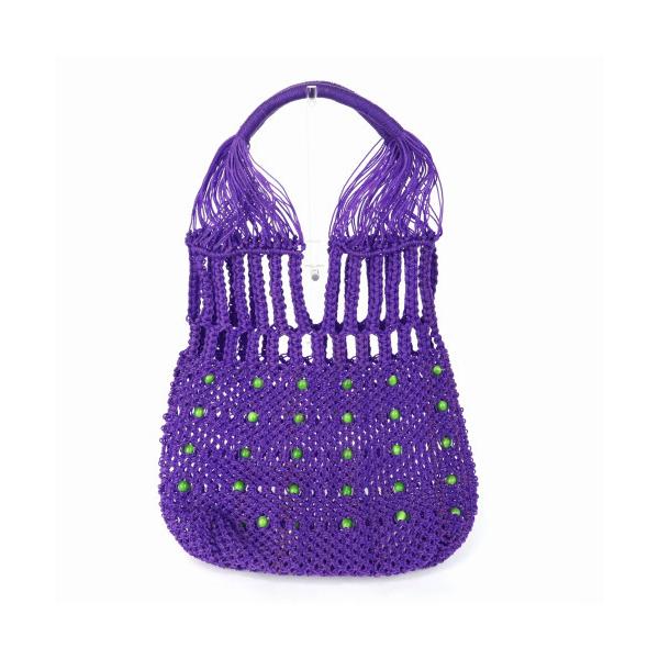 トートバッグ アフリカンスクエアー AFRICANSQUARE / ナイロンマクラメ編みバッグ ビー...