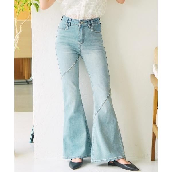 ジーンズ デニム デニムパンツ ハイウエストデニムフレアパンツ レディース