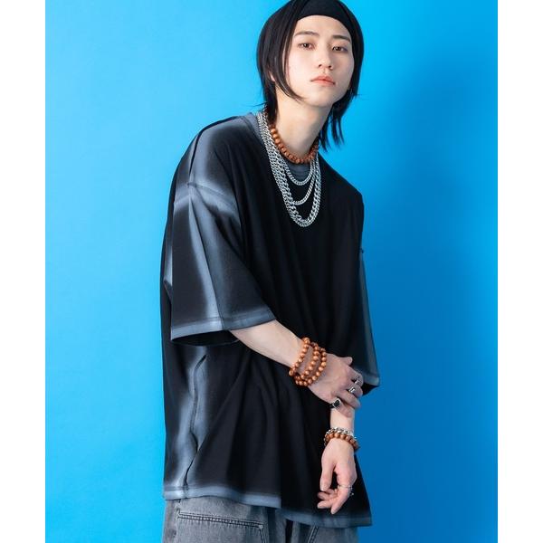 tシャツ a.p.o.v. 縁取りスプレーペインティングオーバーサイズTシャツ メンズ レディース