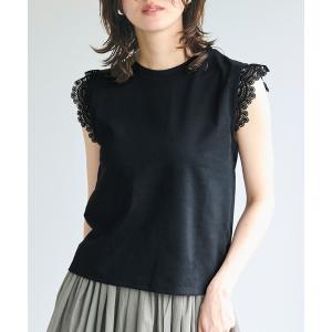 tシャツ 肩レーストップス レディース