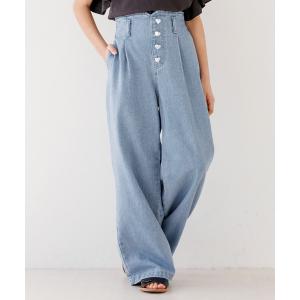 ワイドパンツ パンツ ＼26ss 新色追加／ キッズ　デニムハート釦パンツ キッズ 子供服 女の子