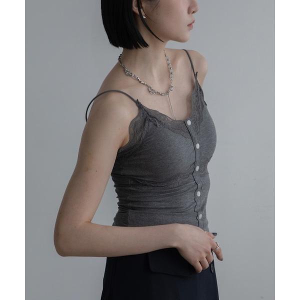 キャミソール レース切替カップ付きキャミソール