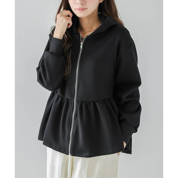 パーカー ペプラムフリルジップパーカー レディース