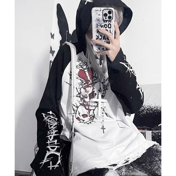 tシャツ A'GEM/9 × .kom「TricuspidC/トライカスピッドシー」フード付きスカル...