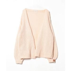 「muguet」 刺繍ニットカーディガン - ベージュ レディース