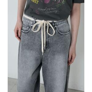 ジーンズ デニム デニムパンツ Shoelace belt loose denim pants / シューレースベルト ルーズデニムパンツ レディース
