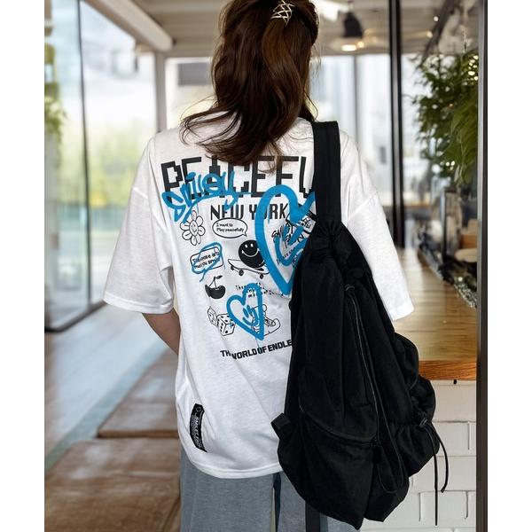 tシャツ レトロ ポップ ストリート ワイドシルエット 半袖 Tシャツ 韓国 ファッション レディー...