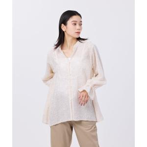 ブラウス シャツ 「1枚で決まる」「ウォッシャブル」ヘアリ−ジャカードブラウス レディース