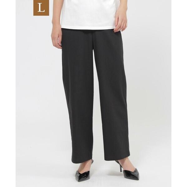 パンツ 「L」「カタログ掲載品」「ウォッシャブル」コットン麻ブレンドストレッチワイドストレートパンツ...