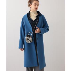 「saloon」 ノーカラーコート SMALL ブルー レディース