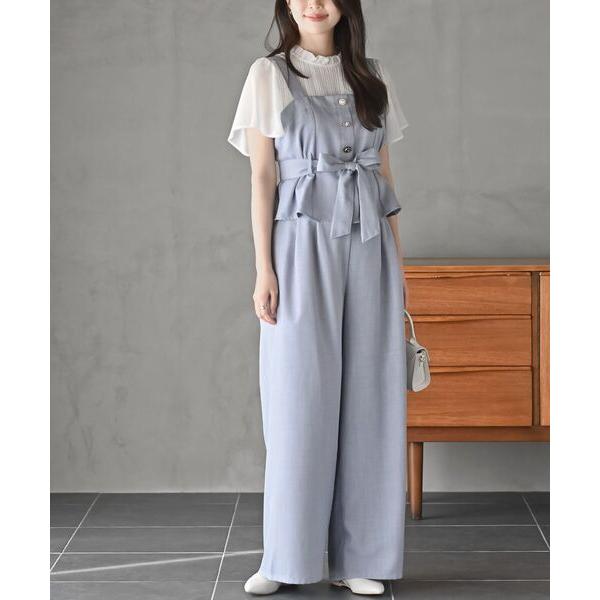 セットアップ 多釦ビスチェ×ワイドパンツセットアップ レディース