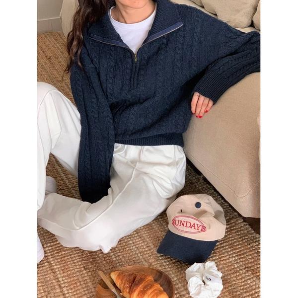 「MINS MINIS」 長袖ニット FREE ネイビー レディース