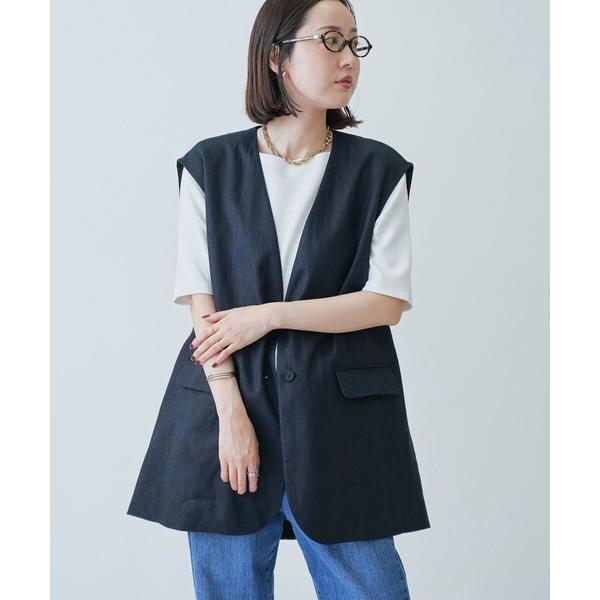 ベスト ジレ 「大草直子さんコラボ」AMARC(アマーク)ノーカラージレ レディース