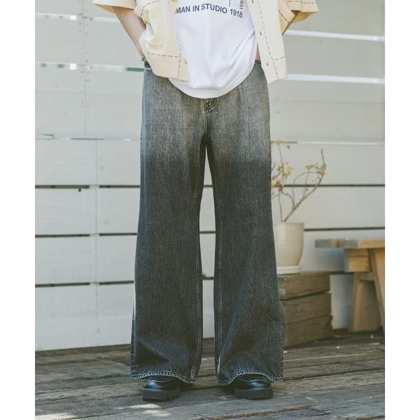 ジーンズ グラデーションデニムワイドフレアパンツ メンズ