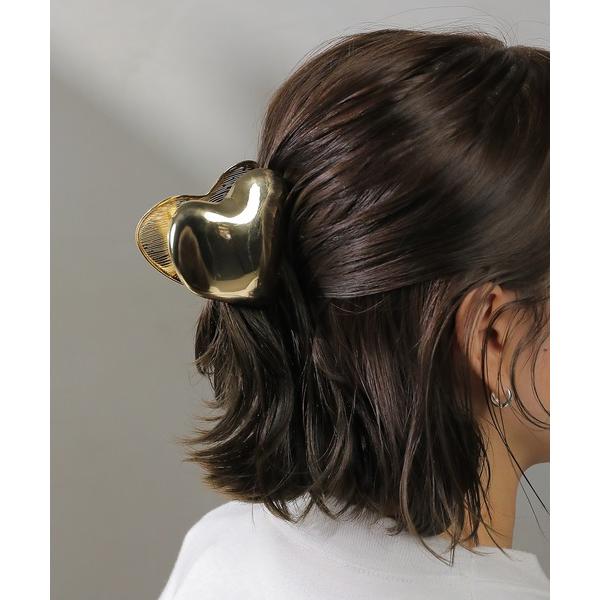 ヘアクリップ メタル ニュアンス ハート ボリューム バンス ヘアクリップ