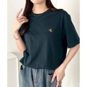tシャツ 半袖 Calvin Klein(カルバン・クライン)/CK ワンポイント モノグラム ロゴ刺繍 クルーネック 半袖 Tシャツ/SS EASY MONOGRAM TEE レディース メンズ