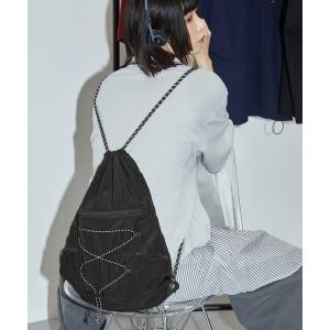 デイバック リュック メッシュポケットドローコードナイロンナップサック メンズ レディース