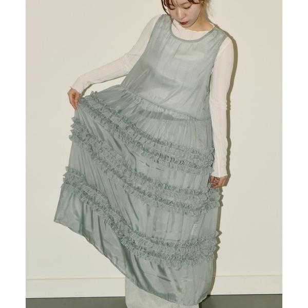 ワンピース シアー フリルロングワンピース / Sheer Frill Long Dress