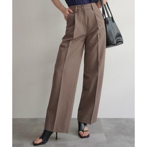 スラックス パンツ ストレートピンタックスラックス レディース