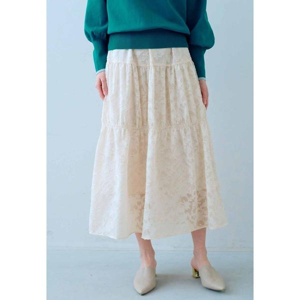 スカート ＩＥＤＩＴ　ほんのりＡラインが上品なカットジャカードスカート