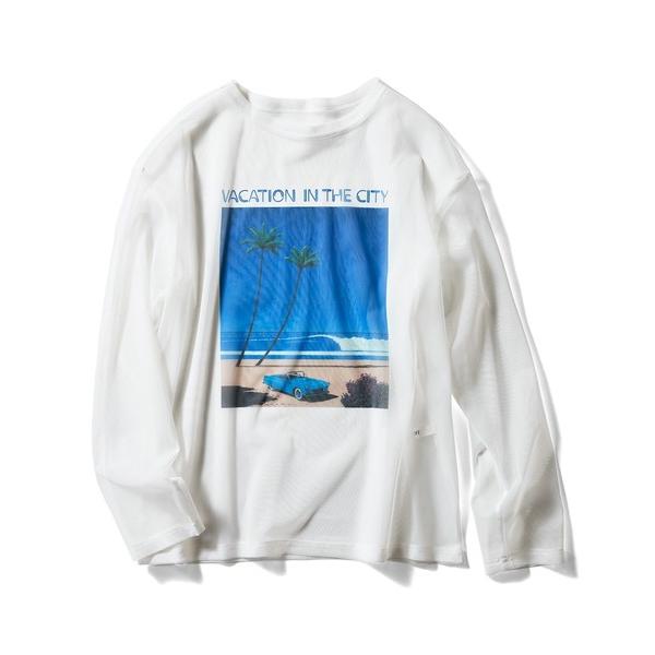 ＩＥＤＩＴ　永井博さんコラボ　ＶＡＣＡＴＩＯＮ　ＩＮ　ＴＨＥ　ＣＩＴＹ　チュールトップス「ホワイト」...