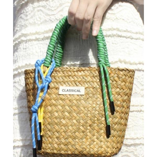 かごバッグ カゴバッグ 6色展開 カラフルマッチングハンドル ミニかごバッグ