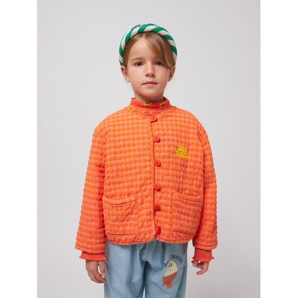 ノーカラージャケット アウター Vichy padded jacket キッズ 子供服 男の子 女の...